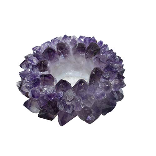Nature's Decorations Amethyst Gemstone Tealight Holder - Votive Candle Holder for Living Room, Dining Table & Gifting - Positive Energy, Stress Reliever, Spreads a Calm Aura - Small