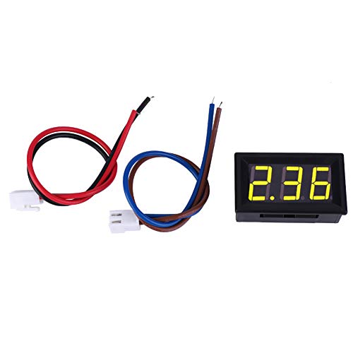 Medidor de panel de corriente CC digital de 0,56 pulgadas, módulo amperímetro con pantalla LED de 0-10 A, probador de voltios CC 4,5-30 V con protección contra sobrecorriente, (Font backlight yellow)