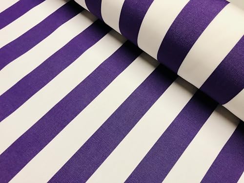 Tissu Dralon double face à rayures violettes et blanches de 160 cm pour coussins