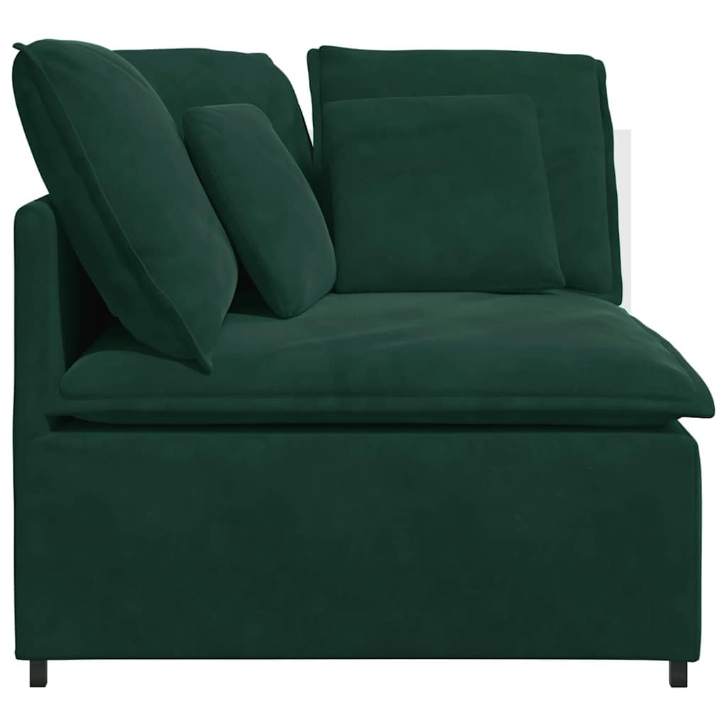 Divano componibile ad angolo con cuscino verde scuro 100 cm velluto telaio