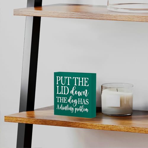 Funny-Bathroom-Quotes-Sign-Bathroom-Dog-Decor-for-Shelves-Humor-Toilet-Sign-Decorations-for-Home-Bedroom-Bathroom-Dining-Room-Tabletop-Bookshelf-5-X-5-Inch-Green Funny Bathroom Quotes Sign Bathroom Dog Decor for Shelves Humor Toilet Sign Decorations for Home Bedroom Bathroom Dining Room Tabletop Bookshelf 5 X 5 Inch Green