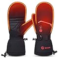 SAVIOR HEAT Heated Mittens Electric Ski Gloves, Palm & Handback Heated Rechargeable Battery Warm Snow Mitts for Winter Skate Skiing Camping Hunting Hiking Arthritis Hands Men Women Kids