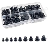 100 Pcs Silicone Rubber Hole Plugs Set - 9 Sizes T-Type Black Silicone Plugs Caps for Powder Coating, Waterproof Sealing, Pipe/Test Tube Caps - Heat Resistant, Durable, Multi-Purpose (Black)