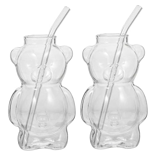 Tasse ours avec paille en verre mignon à offrir en cadeau de table original et utile