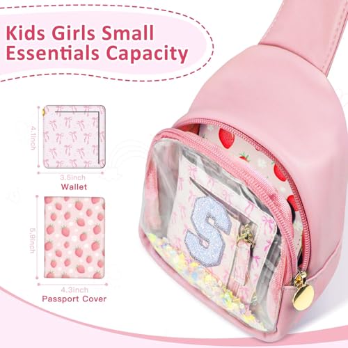 Image of COSHAYSOO Pink Toddler Little Girls Purse 2 3 4 5 6 7 Year Old Kids Sling Bag Initial Crossbody Crossover Clear Chest Pouch, Baptism First Communion Birthday Gifts for Little Child Girl Letter S