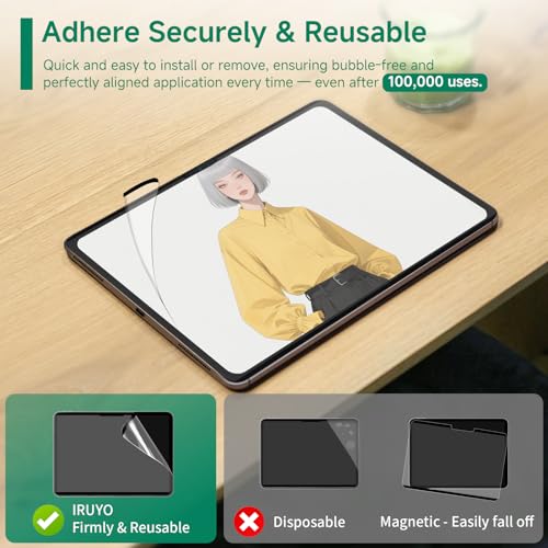 IRUYO FL Nano-Suction Paper Feel Screen Protector for iPad Air 13 Inch M4/M3/M2 (7th/6th Gen, 2024-2026), Removable, Reusable, Write as Real Paper, Anti Glare, Stable, Matte Finish by IRUYO FL - Image 5