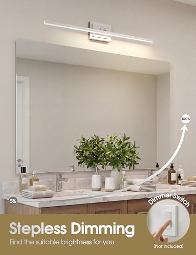 Image of VOLISUN Modern Bathroom Vanity Light 31.5 inch, Rotatable, 18W Dimmable 5CCT Led Bathroom Light Fixture Over Mirror, Brushed Nickel Bar Vanity Light for Bathroom Mirror Cabinets-ETL Certificated