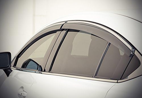 WellVisors Window Visors Wind Deflectors Compatible with Mazda 2014-2017 Mazda 6 with with Chrome Trim Rain Guards 3-847MZ009