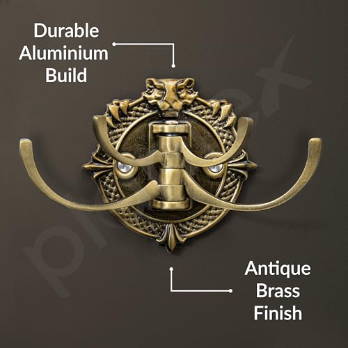 Image of Plantex Zinc Alloy, Antique Robe Hook, Cloth-Towel Hanger Bathroom Accessories (Brass, Lion)