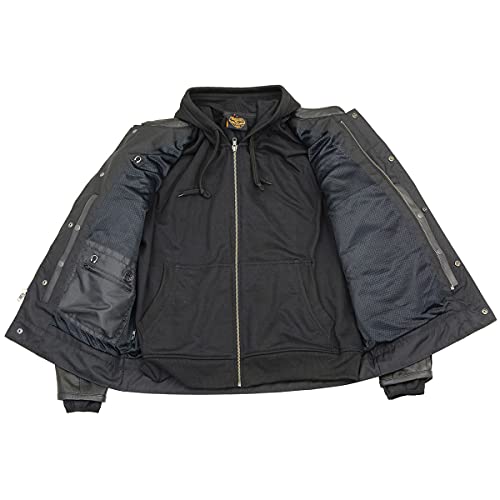 Image of Milwaukee Leather Men's Premium Leather Motorcycle Riders Vented Jacket with Removable Hoody Liner