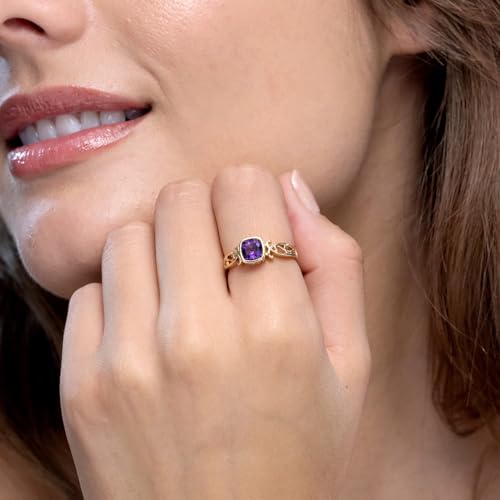 Angara Natural Amethyst Solitaire Ring for Women | Vintage Style Cushion Amethyst Solitaire Ring in 14K Solid Gold/Platinum | February Birthday, Anniversary, Gemstone Jewellery Gift3