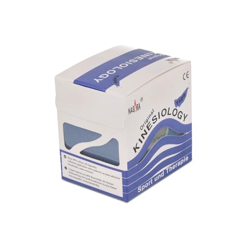 Nasara Original Kinesiology Physio Sport Tape: Scatola Di 6 Nastri Per Lo Sport E La Medicina, Rotolo Di Dimensioni 5 X 5 M, Blu Medio - 6