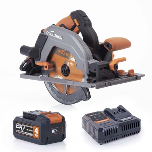 Image of Evolution R185CCSX-Li 7-1 /4 in. Cordless Track Compatible Circular Saw | Brushless 20V Motor | 0-45 Bevel & 64mm Depth of Cut | Multi-Material Cutting | Includes Blade, Battery & Charger