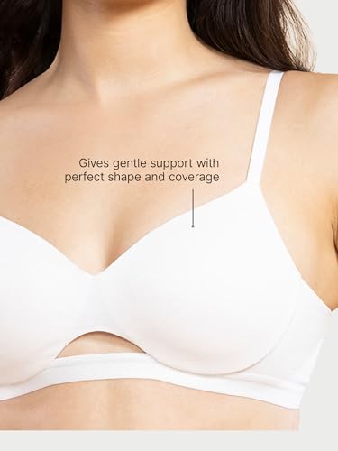 Image of Enamor Innovations CloudSoft, Invisi Neckline Women's Cotton Everyday T-Shirt Bra - Padded, Wirefree, Medium Coverage - A032