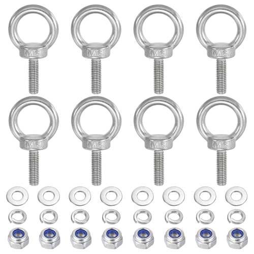 PATIKIL M6 x 20mm Lifting Shoulder Eye Bolt Set 304 Stainless Steel 8Pcs