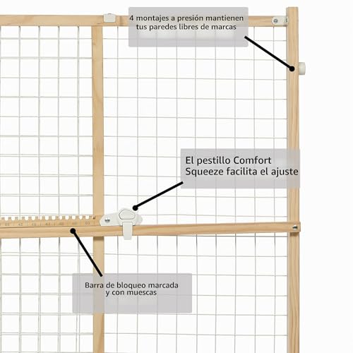 Puerta de seguridad de malla de alambre para mascotas, barrera extensible MidWest de madera 6