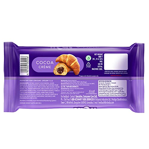 Image of Britannia Treat Croissant - with Cocoa Creme Filling (45g) - 100% VEG
