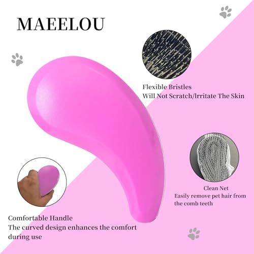 Image of Cat Brush for Shedding - Perfect Grooming Tool for Long-Haired Cats | Deshedding & Hair Remover for Indoor Pets (Pink)