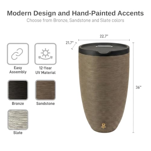 Image of RTS Home Accents 50-Gallon Newport Rain Barrel, Sandstone Color