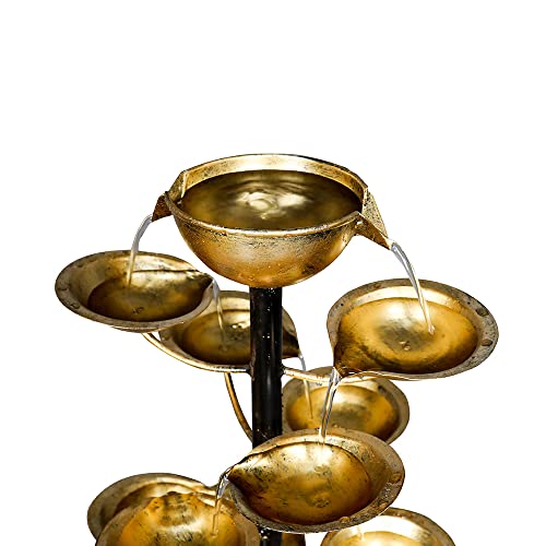 Sunjet 31.1Inches Modern Metal Water Fountain, Multi-Tier Floor-Standing Water Fountain Cascading Fountain With Lights & Rocks For Indoor/Outdoor Art Decor #TOP6