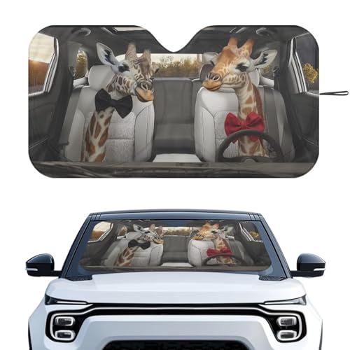 Image of Funny Giraffe Sun Shade for Car Windshield Foldable Front Windshield Shade for Sun Auto Vehicle Shield Reflector Blocking Screen Cover Fit Car Front Window for Trucks SUV Van