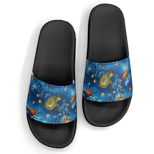 Pitovozu Summer Happy Animal Slippers Sandals for Women Men Comfotable Non Slip Home Bedroom Pool Shower Outdoor Flat Slide Slippers