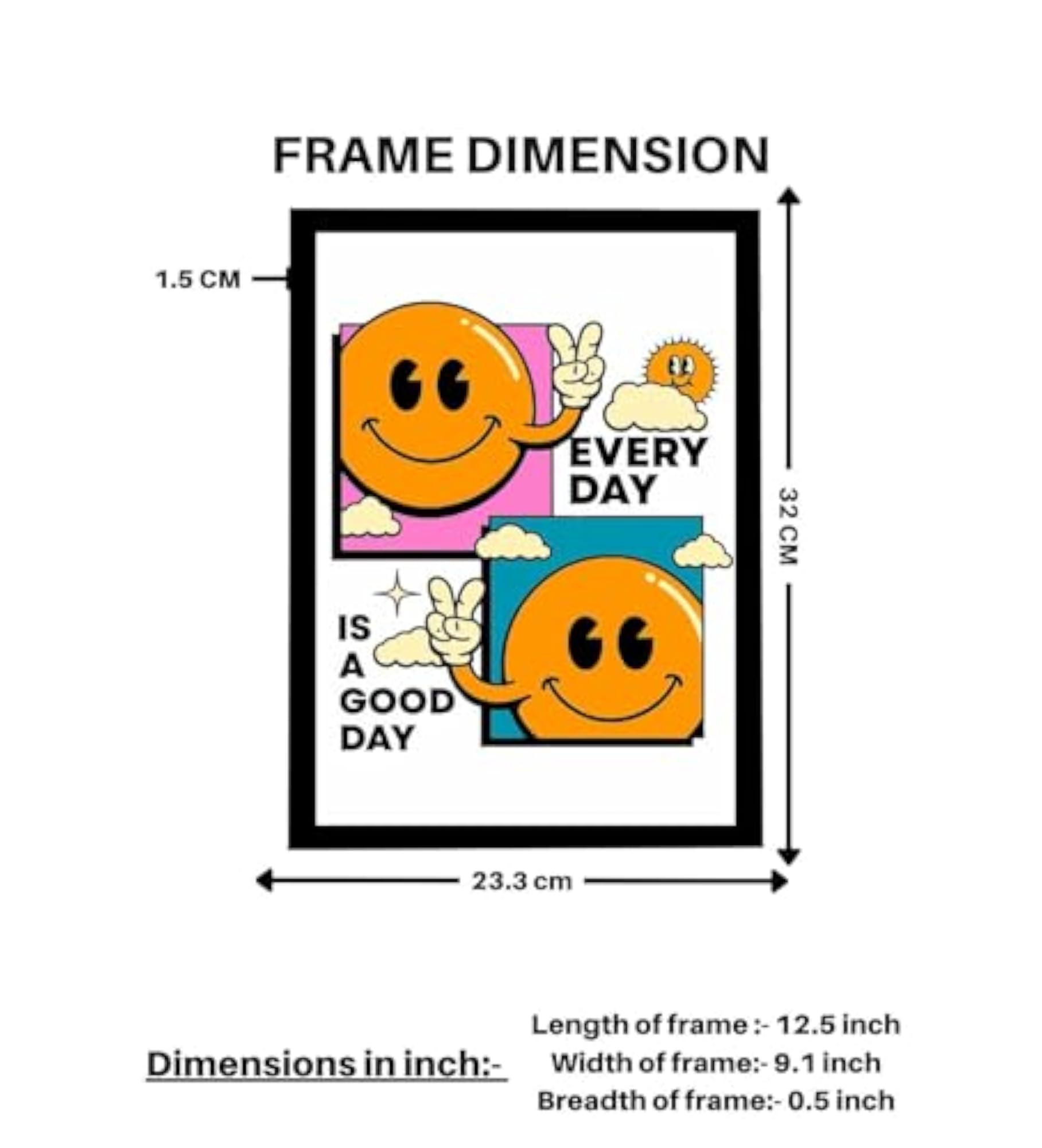 Smiley Face Motivational Wall Decor Frame
