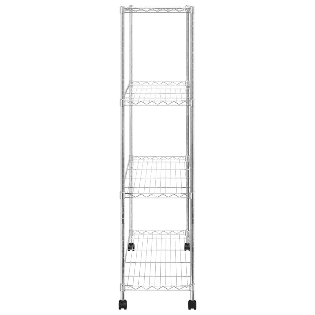 Étagère de Rangement 4 Niveaux et Roues 90x35x142 cm Chrome,Entreprise & Industrie,Stockage Industriel,Étagères industrielles,8.3 kg-324627