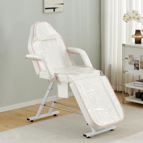 PVC Protective Waterproof Cover for Beauty Bed 184×59cm Premium Plastic Clear Massage Table Cover for Spa Salon (PINK)