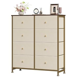 Sweetcrispy 8 Drawer Fabric Dresser, Tall Storage Tower for Bedroom, Khaki
