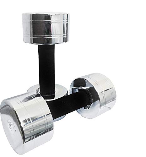 Image of Body Maxx 7.5Kg Steel Dumbbell Set | Pack of 2 Dumbbells of 7.5kg | Chrome Steel Round Dumbbells with Grip