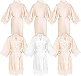 Lot économique de peignoirs kimono : le colis offre une collection de 6 peignoirs en dentelle satin pour femme, comprenant 2,5 cm blanc et 12,7 cm de couleur champagne. Cette quantité généreuse répond à vos besoins d'utilisation et de remplacement et peut également être partagée avec d'autres