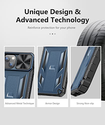 Soios For Iphone 13 Mini & 12 Mini Rugged Case: With Kickstand & Slide 13Mini 12Mini Protective Cell Phone Cover Military Grade Drop Protection Durable Tough Hard | Shockproof Textured Bumper- Blue #TOP6