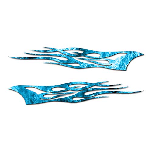 Southern Decalz Pair of Tribal Flames - Vinyl Decal Sticker - 12" x 5" - Blue Flames