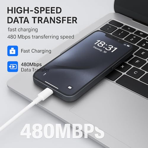 Image of Type C to Type C Cable 1 Meter, 480Mbps Data Sync & Charging Cable, Braided Cord for Phone, Tablet, Laptop and USB C Devices, White