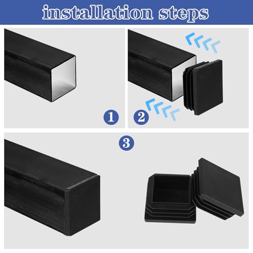 Image of Yuanchu 12 Pack 1.5 Inch Square Tube End Cap Plastic Plugs, 1 1 /2 Inch Tubing Plug End Caps, Fence Post Pipe Cap Cover Glide Insert Furniture Finishing Plugs for Square Metal Tube