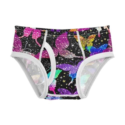CHIFIGNO Boy Briefs Cotton Underwear Soft Printed Little Boy Brief Underwear, Neon Butterflies Black