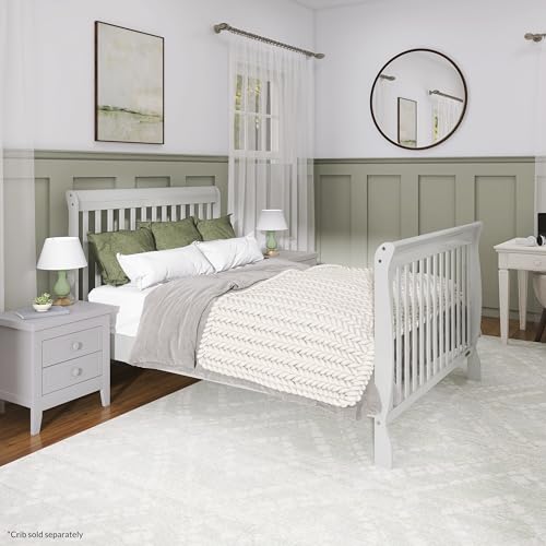 Image of Dream On Me Universal Crib to Full Size Bed Conversion Kit, Solid Wood Bed Rails for Select Convertible Cribs, Strong & Stable Support, Grey
