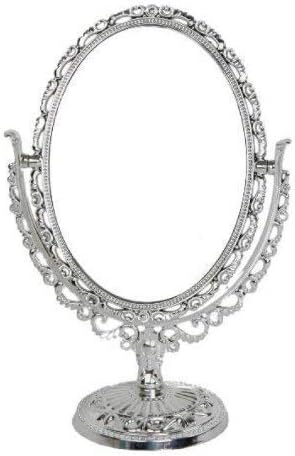 Standing Mirror Oval in Antique/Romantic Look (Silver) Cosmetic Mirror