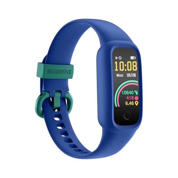 BIGGERFIVE Vigor 2 L Kids Fitness Tracker Watch for Boys Girls Ages 5-15, Activity Tracker, Heart Rate Sleep Monitor, IP68 Waterproof, Pedometer, Calorie Step Counter Watch, Blue