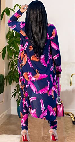 Purple Leaf Cardigan and Bodycon Pants Set for Women - Image 4