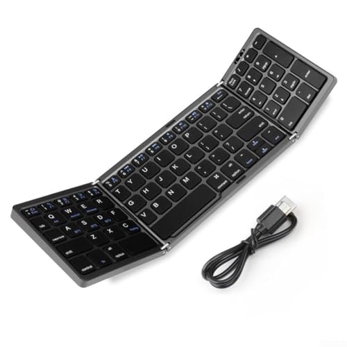 Clavier Bluetooth pliable avec pavé numérique, clavier externe portable rechargeable sans fil pour téléphones portables et tablettes