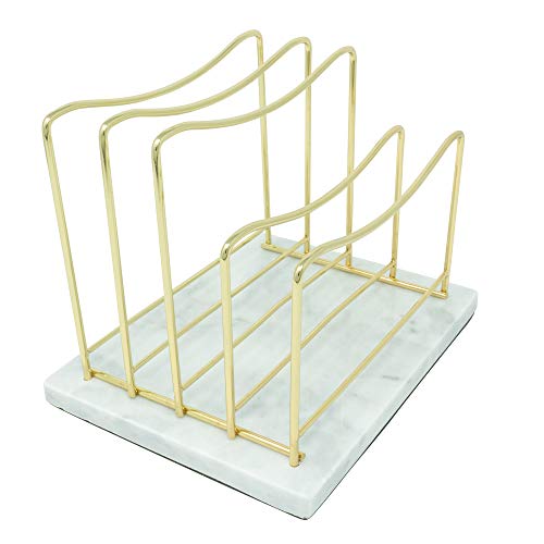 Real Marble File Holder - Marble Desk Accessories - Modern Marble Mail Organizer - Gold Mail Holder & Letter Tray (White + Gold)