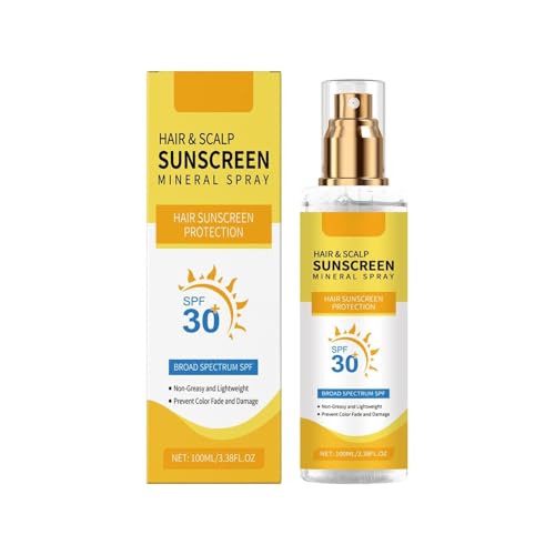 Spray protector solar para cabello y cuero cabelludo FPS 30, ligero y no graso, formulado con aceite de coco para prevenir la decoloración y la sequedad, protección solar de amplio espectro