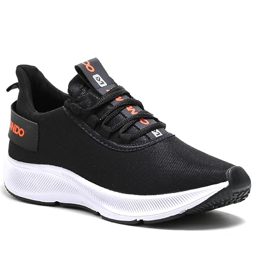 Tênis Masculino para Corrida, Caminhada e Academia, Preto/Branco (Preto/Laranja, BR, Adulto, Numéric