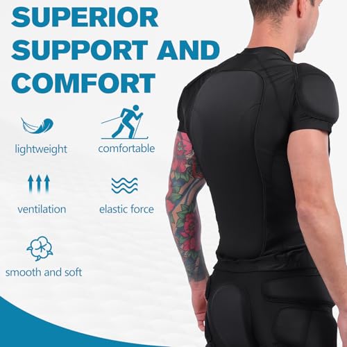 image for Dialudon Men's Snowboard Protective Padded Shirt for Back Spine Should