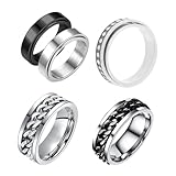 HANABASS Titanstahl Drehbarer Angst Fidget Fingerring 5 Stück Geräuschlos Hautfreundlich Leicht für Konzentration bei Lernen und Prüfung