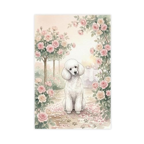 Caniche romantique impression sur toile 61x91 cm pour salon