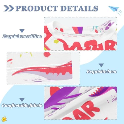 Cartoon Dinosaur Roaring Red White Short Sleeve Bathing Suit Girls Girls Rashguard Swimsuit Girl Rash Guard for 3-12 Years Traje de bano para nino3