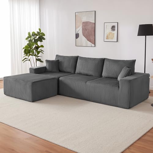 Weture 107" Modular Sectional Sofa, L-Shaped Boneless Couch with Deep
